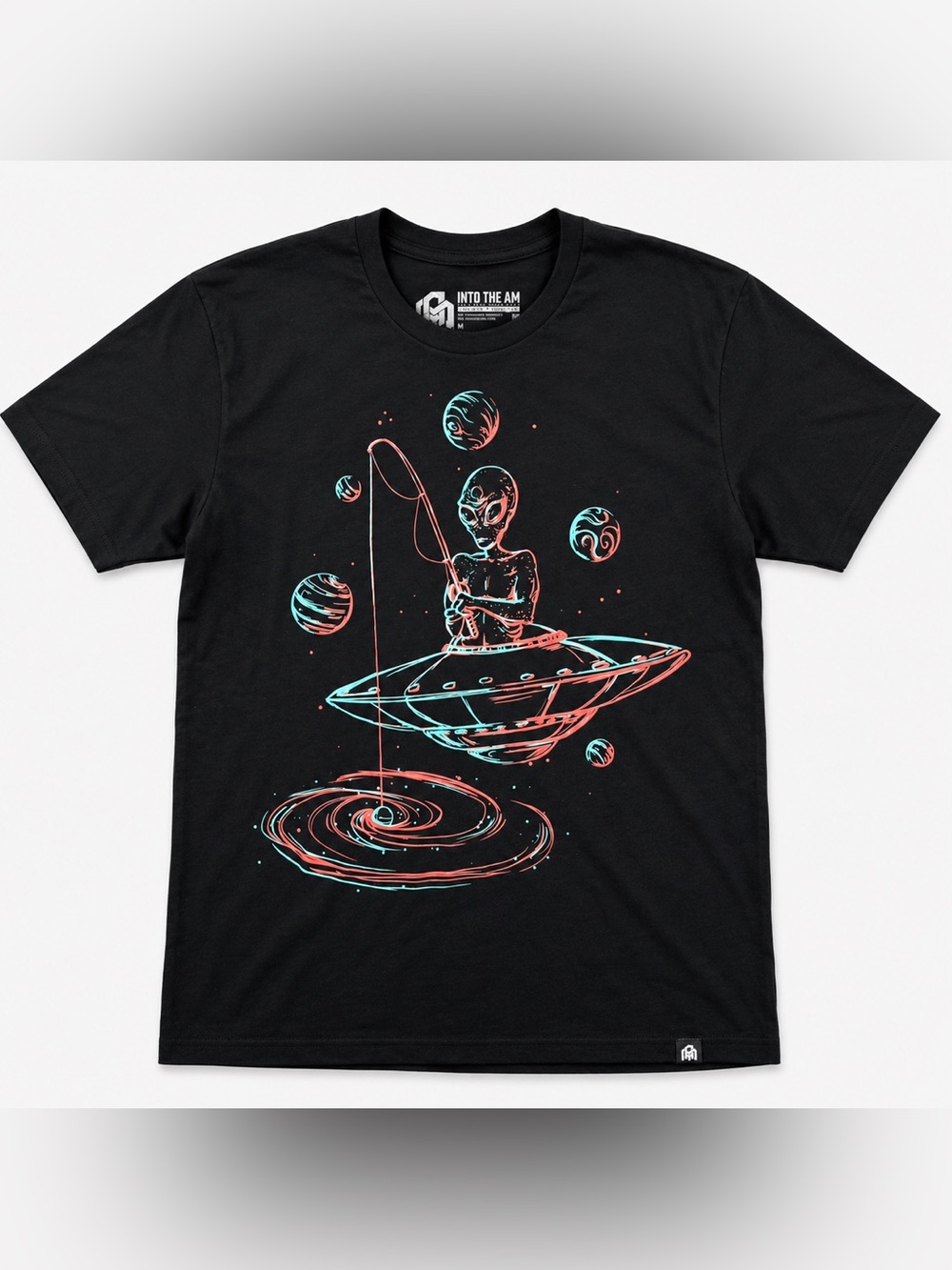Into The AM Black Alien Fishing Graphic Tee